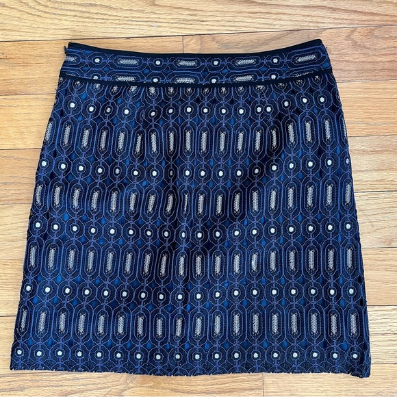LOFT Navy, Black and Metallic Silver Skirt - Picture 3 of 4
